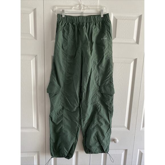 Wilo the Label Womens Small Green Cargo Pants Parachute Nylon - Picture 1 of 8